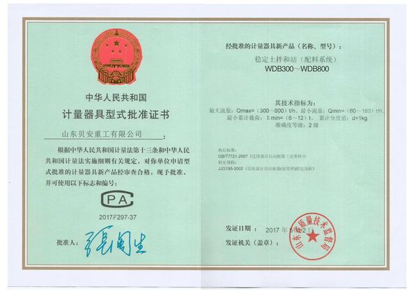 China Shandong Beian Heavy Industry Co.,Ltd certification